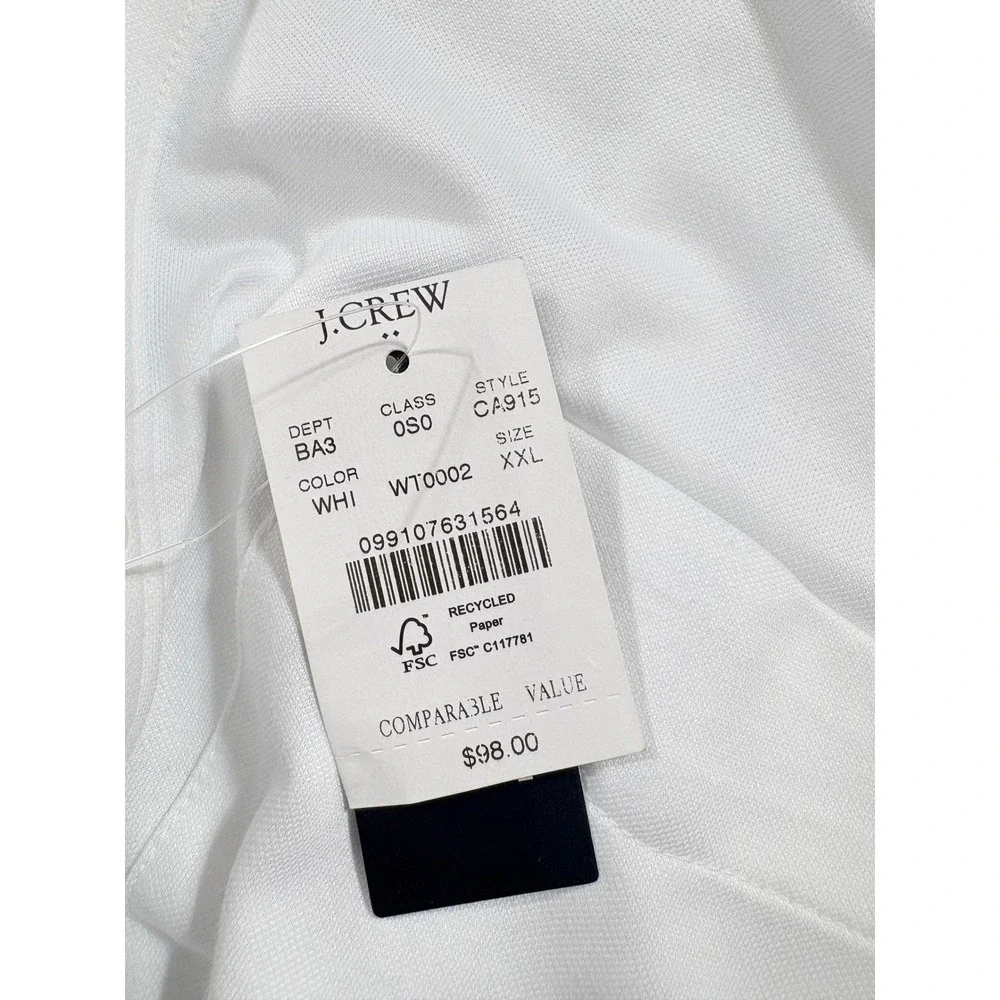 NWT XXL J.Crew Men's Performance Knit Oxford Shirt White